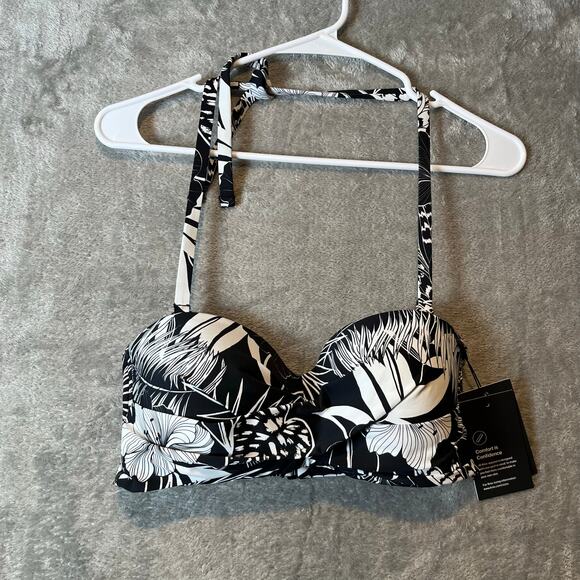Knix Sculpt Bandeau Bikini Top Hibiscus Heat Size Medium‎ New - Picture 1 of 7